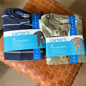 NWT! 2 Carter's Navy and Green Fleece Pajamas 2T boys